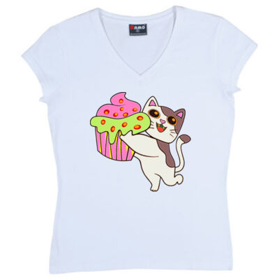 cat kitten - Ramo - Ladies V Neck Thumbnail