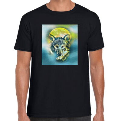 wolf yellow moon - Gildan Softstyle Adult T-Shirt Thumbnail