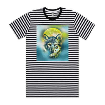 wolf yellow moon - AS Colour Staple Tee - Striped Thumbnail