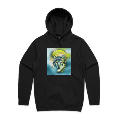 wolf yellow moon - AS Colour - Mens Stencil Hoodie Thumbnail