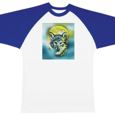 wolf yellow moon - RAMO - Unisex Raglan Sleeve Tee Thumbnail