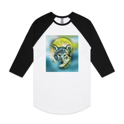 wolf yellow moon - AS Colour - Raglan Tee Thumbnail