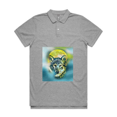 wolf yellow moon - AS Colour - Pique Polo Thumbnail