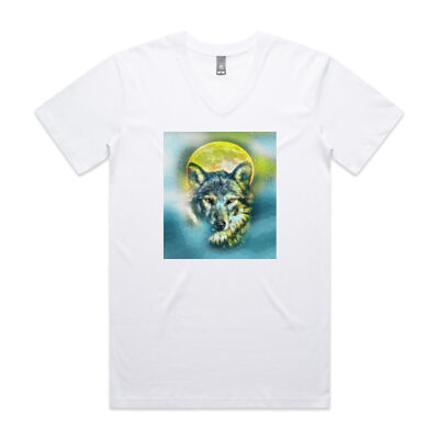 wolf yellow moon - AS Colour - Tarmac V-Neck Tee Thumbnail