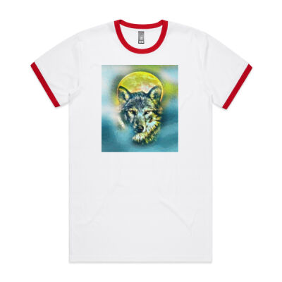 wolf yellow moon -  AS Colour Men's Ringer Tee Thumbnail
