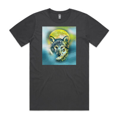 wolf yellow moon - AS Colour - Mens Faded Tee Thumbnail