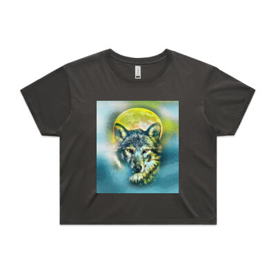 wolf yellow moon - AS Colour Faded Crop Thumbnail