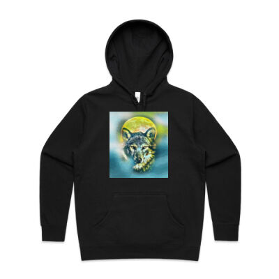 wolf yellow moon - AS Colour - Women's Stencil Hoodie Thumbnail