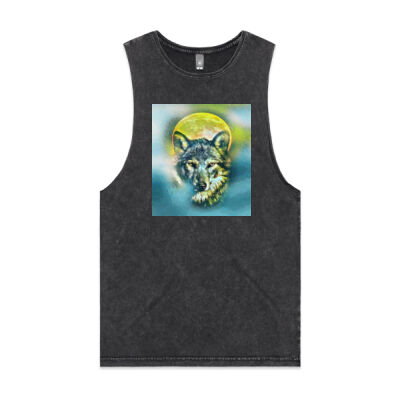 wolf yellow moon - AS Colour - Stonewash Barnard Tank Thumbnail