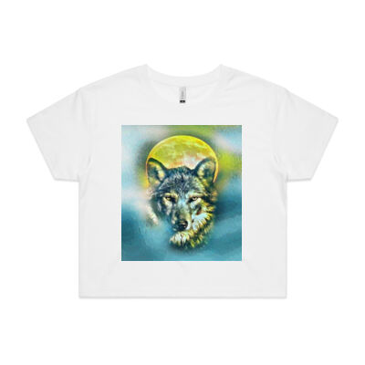 wolf yellow moon - AS Colour - Crop Tee Thumbnail