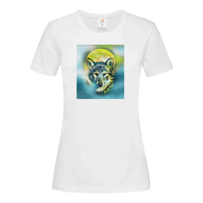 wolf yellow moon - Stedman Ladies Classic Tee Thumbnail