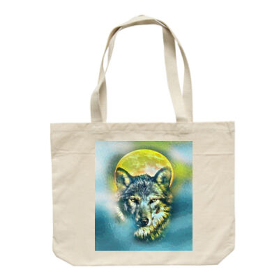 wolf yellow moon - Mall Bag Thumbnail