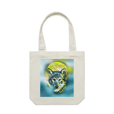 wolf yellow moon - AS Colour - Canvas Carrie Bag Thumbnail