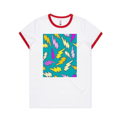 kightning pattern - AS Colour Women's Ringer Tee Thumbnail