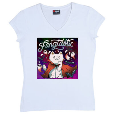fangtastic vampire - Ramo - Ladies V Neck Thumbnail