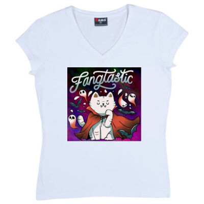 fangtastic vampire - Ramo - Ladies V Neck Thumbnail