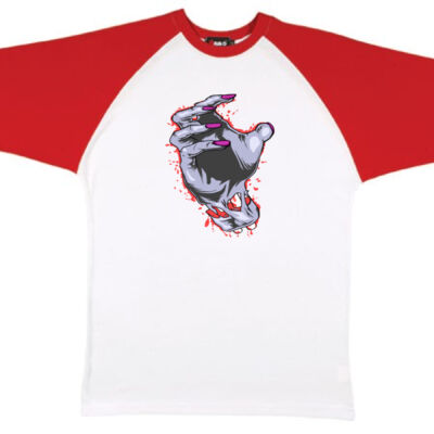 zombie hand - RAMO - Unisex Raglan Sleeve Tee Thumbnail