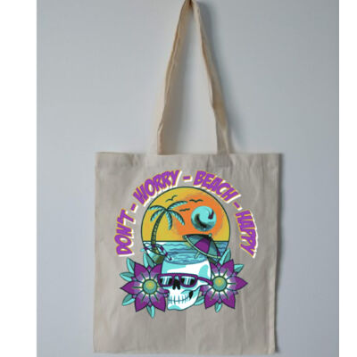 beach happy - Budget Calico Tote Bag Thumbnail