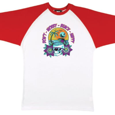 beach happy - RAMO - Unisex Raglan Sleeve Tee Thumbnail