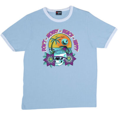 beach happy - RAMO- Ringer Unisex Tee Thumbnail