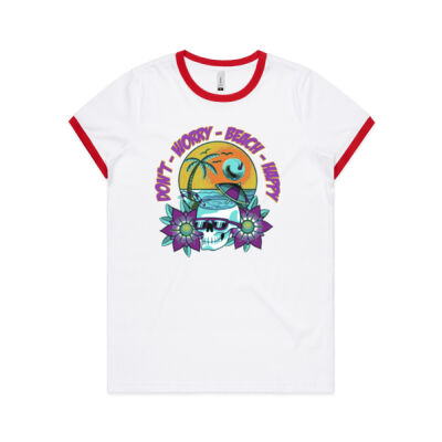 beach happy - AS Colour Women's Ringer Tee Thumbnail