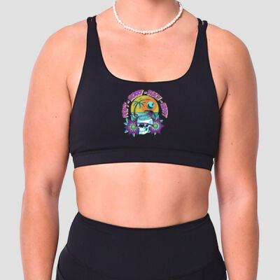 beach happy - Womens Racer Sports Bra Thumbnail