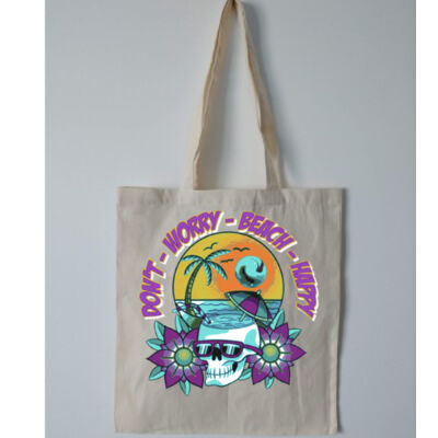 beach happy - Budget Calico Tote Bag Thumbnail