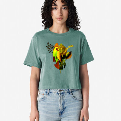tropical spirit - Fine Jersey Women's Boxy Cropped T-Shirt Thumbnail