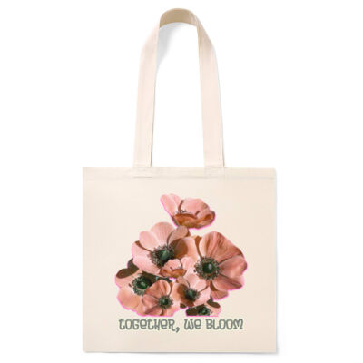 Together, We Bloom – Poppy Flower Apparel  - Organic Cotton Tote bag with inner zipper pocket Thumbnail