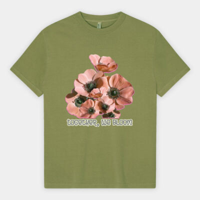 Together, We Bloom – Poppy Flower Apparel  - Heavyweight Cotton Unisex Garment Dyed T-Shirt Thumbnail