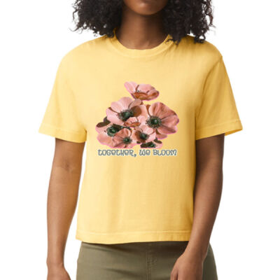 Together, We Bloom – Poppy Flower Apparel  - Heavyweight Women's Boxy Tee Thumbnail