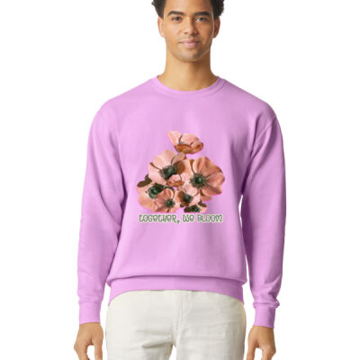 Together, We Bloom – Poppy Flower Apparel  - Lightweight Crewneck Sweatshirt Thumbnail