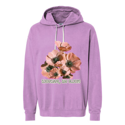 Together, We Bloom – Poppy Flower Apparel  - Lightweight Hooded Sweatshirt Thumbnail