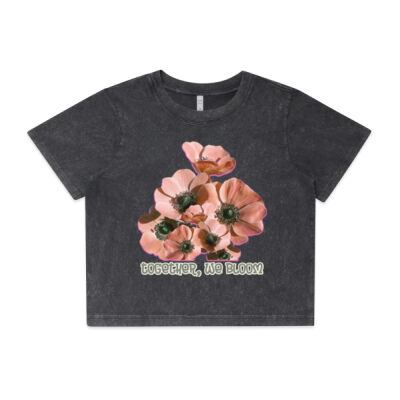 Together, We Bloom – Poppy Flower Apparel  - Wo's Stone Wash Heavy Crop Tee Thumbnail