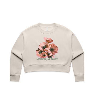 Together, We Bloom – Poppy Flower Apparel  - Wo's Relax Crop Crew Thumbnail