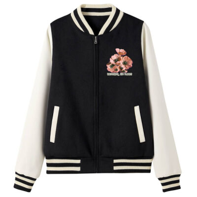 Together, We Bloom – Poppy Flower Apparel  - 500gsm Women's/Junior Wool Blend Soft Shell Varsity Jacket Thumbnail