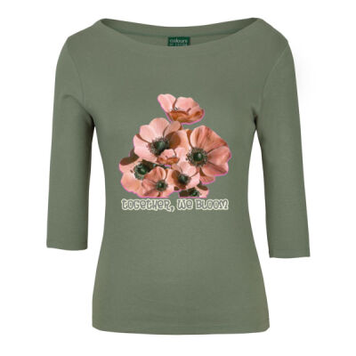 Together, We Bloom – Poppy Flower Apparel  - C of C Ladies 3/4 Sleeve Boat Neck Tee Thumbnail