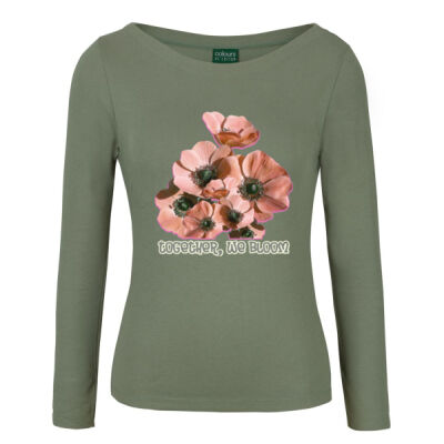 Together, We Bloom – Poppy Flower Apparel  - C of C Ladies L/S Boat Neck Tee Thumbnail