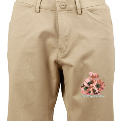 Together, We Bloom – Poppy Flower Apparel  - Ladies Stretch Slimfit Boston Chino Shorts Thumbnail