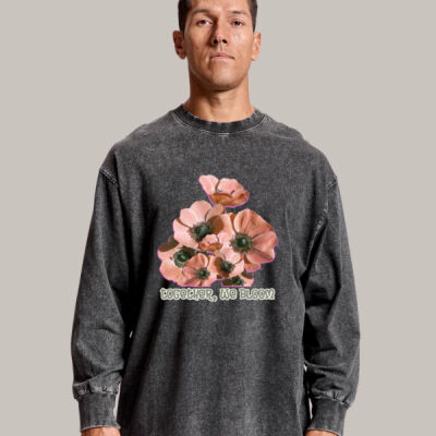 Together, We Bloom – Poppy Flower Apparel  - Long Sleeve Tee Acidwash - UNISEX Thumbnail