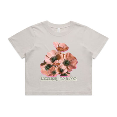 Together, We Bloom – Poppy Flower Apparel  - Wo's Heavy Faded Crop Tee Thumbnail