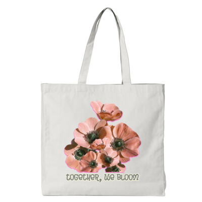 Together, We Bloom – Poppy Flower Apparel  - Heavy Tote Bag Thumbnail
