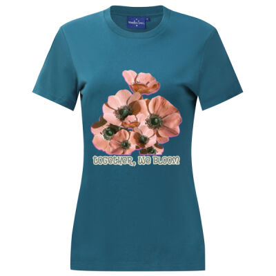 Together, We Bloom – Poppy Flower Apparel  - PREMIUM COTTON FACE TEE Ladie's Thumbnail