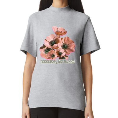 Together, We Bloom – Poppy Flower Apparel  - Pique Unisex Mockneck T-Shirt Thumbnail
