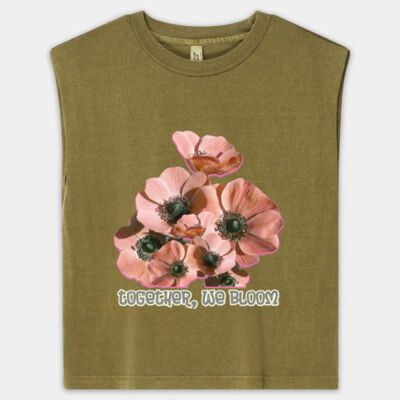 Together, We Bloom – Poppy Flower Apparel  - Women's Garment Dyed Muscle Tee Thumbnail