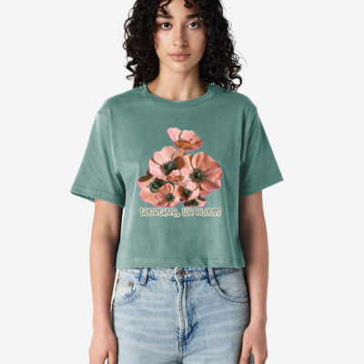 Together, We Bloom – Poppy Flower Apparel  - Fine Jersey Women's Boxy Cropped T-Shirt Thumbnail