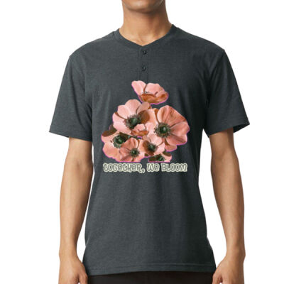 Together, We Bloom – Poppy Flower Apparel  -  Unisex Relaxed-Fit Henley T-Shirt Thumbnail