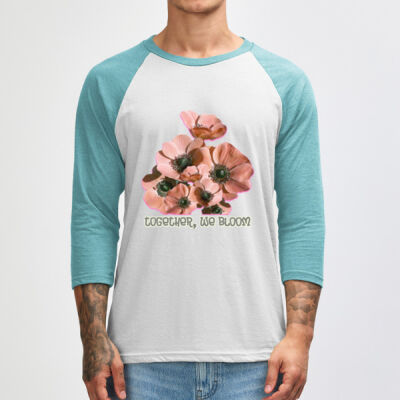 Together, We Bloom – Poppy Flower Apparel  - Unisex Classic Raglan T-Shirt Thumbnail