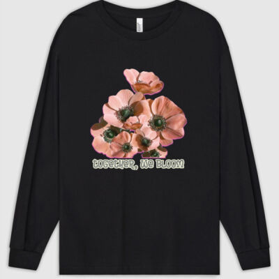 Together, We Bloom – Poppy Flower Apparel  - Heavyweight Cotton Unisex Long Sleeve T-Shirt Thumbnail