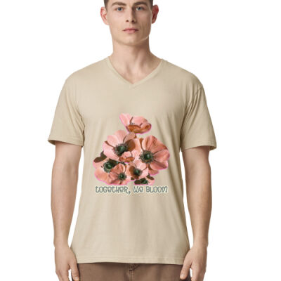 Together, We Bloom – Poppy Flower Apparel  - CVC Unisex V-Neck T-Shirt Thumbnail